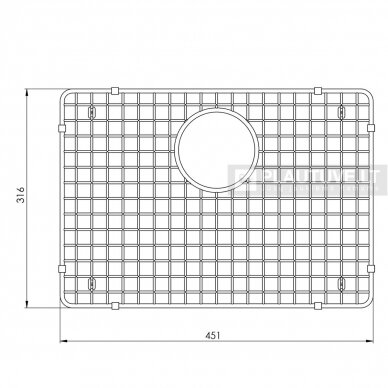 Nerūdijančio plieno dugno grotelės  QUADRO (SQQ100) GR-451x316