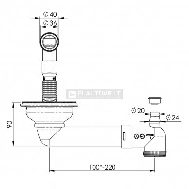 Plautuvės ventilis AQF-001V Gold